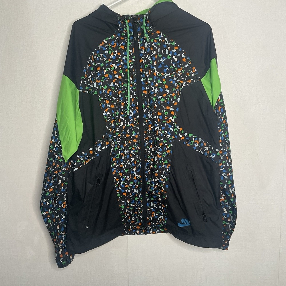 Nike Splatter Men's‎ L Lightweight Jacket Windbraker Hood Zipper  Pockets
